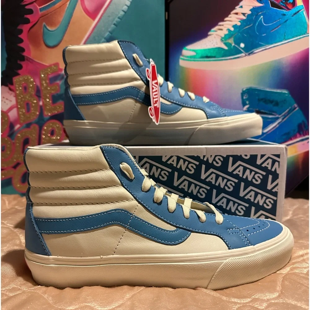 VANS VAULT SK8-HI REISSUE VL (BONNIE BLUE / MARSHMALLOW LEATHER) unisex 8m/9.5w - Picture 1 of 8